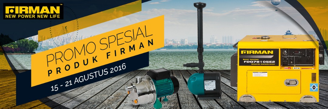 Dapatkan Harga Spesial untuk Berbagai Produk Firman. Periode: 15 - 21 Agustus 2016