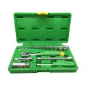 Kunci Sok 1/4" - 3/8" Set Tekiro Set kunci sok Tekiro 21PCS-6PT dengan mata 4-19mm dan busi 21mm, ideal untuk perbaikan otomotif dan perawatan umum.